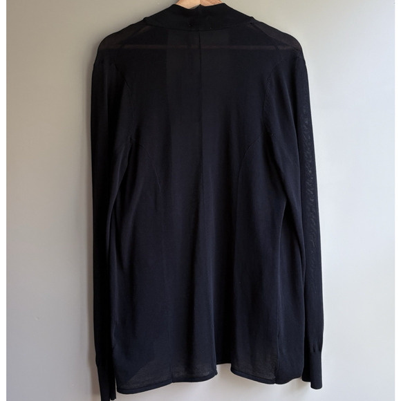Reiss Essentials M Black Draped Open Front Cardigan Lightweight Knit Cocoon - Picture 4 of 13